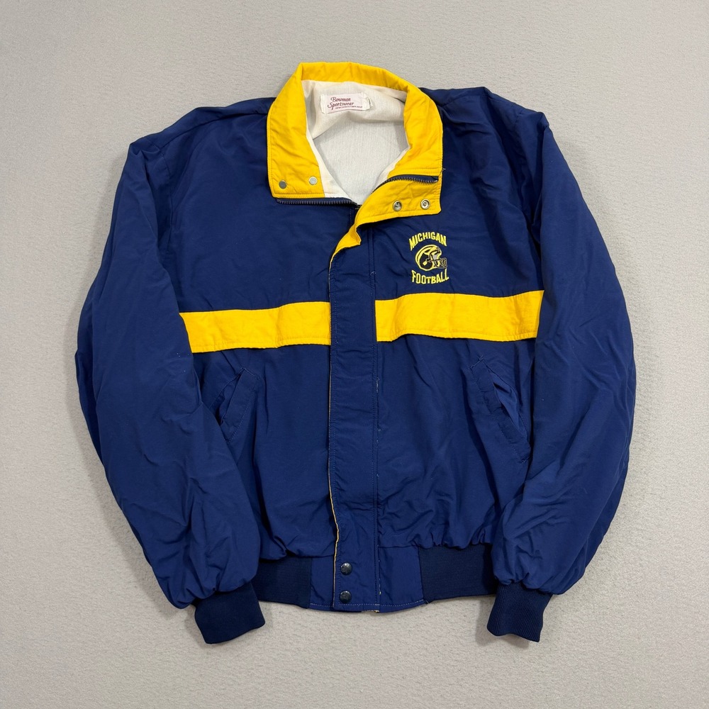 Vintage Michigan Wolverines Football Jacket Mens XL Blue Windbreaker USA 90s